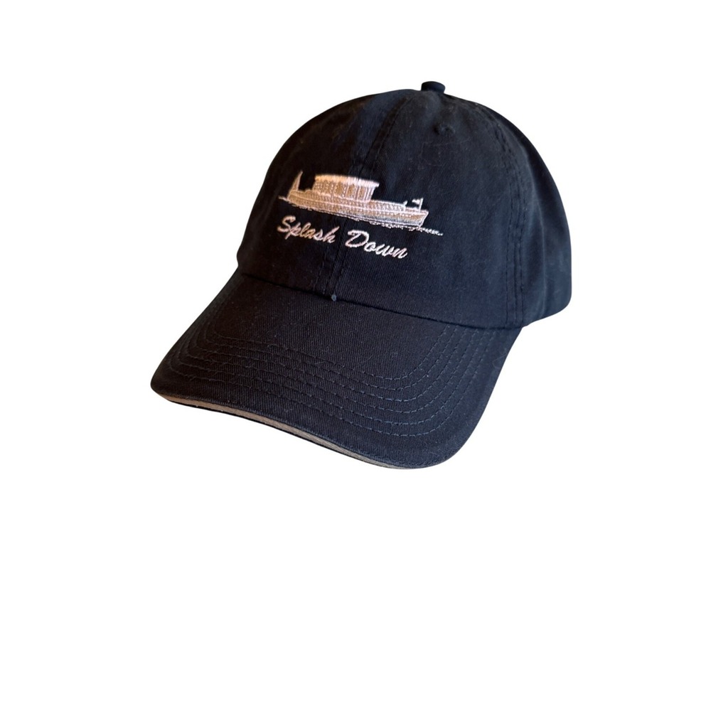 Vintage  Black "Splash Down" Crew Hat 100% Cotton Adjustable Back